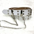 thumbnail image 4 of Fairnull Men Belt Solid Hip-hop Style Punk Double-breasted Buckle Belt for Jeans, 4 of 8