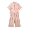 thumbnail image 4 of Summer Short Sets for Women Soft Comfortable Short Sleeve Top and Elastic Waist Shorts 2 Piece Matching Sets Summer Outfits for Relaxation, 4 of 4