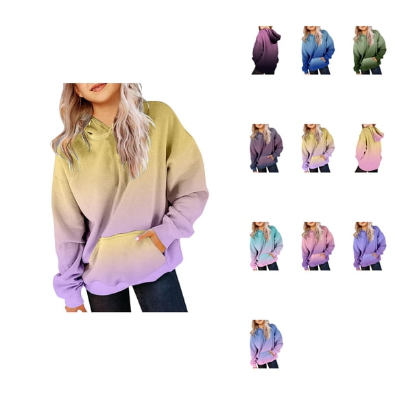 Cute Hoodies For Teen Girls Trendy Preppy Hooded Sweatshirts Oversized Long Sleeve Shirts Gradient Clothes For Girls