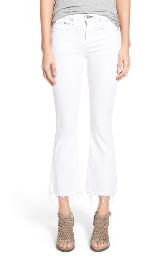 white jeans cropped flare