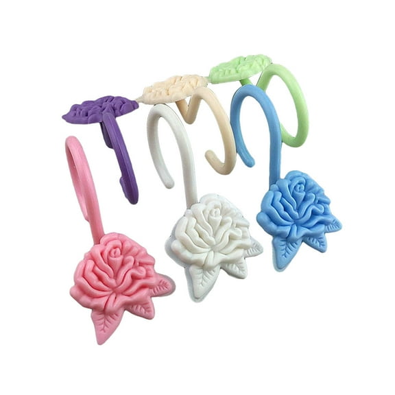 Tineasur Plastic Shower Curtain Hooks Assorted Colors Lightweight Easy Operate 18Pcs