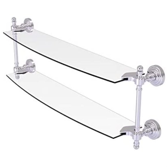 Retro Wave Collection 24 Inch Two Tiered Glass Shelf - RW-34/24-SCH