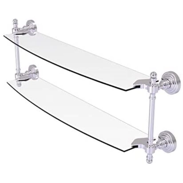 Retro Wave Collection 24 Inch Two Tiered Glass Shelf - RW-34/24-SCH