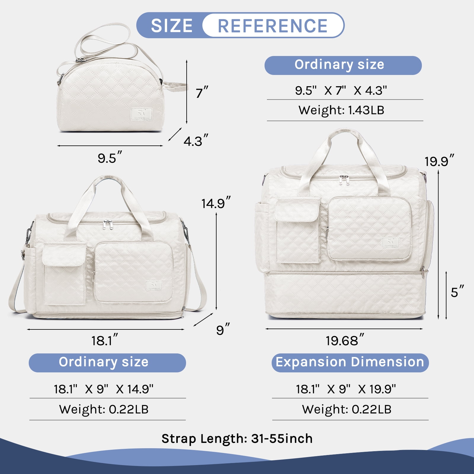 Joyway 2-Piece Expandable Foldable Duffle Bag Set with Wet Pocket and Shoe Compartment, Waterproof Travel and Gym Bags for Men & Women