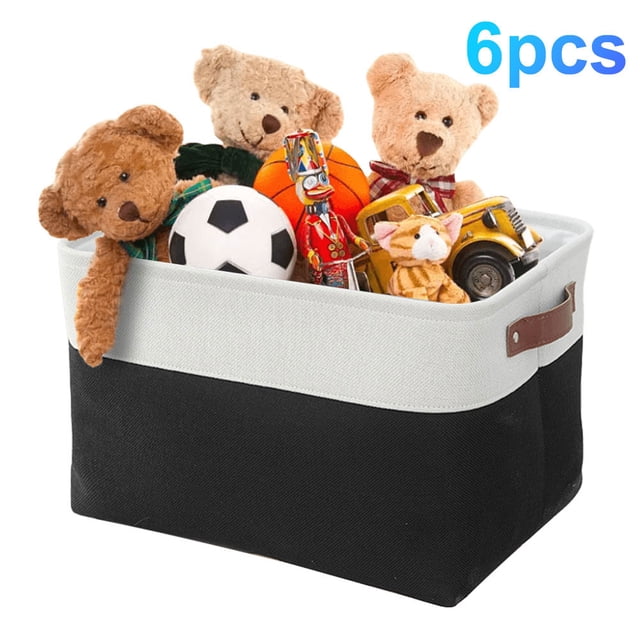 Cestas Almacenamiento en Forma Cubo Contenedores Tela 1/3/6 Uds. Plegables Con Asas Lino