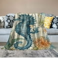 thumbnail image 2 of Nawypu  Sea Horse Blanket Smooth Soft Ocean Mediterranean Style Theme Print Throw Blanket for Boys Kids Women Sofa Chair Bed Office Birthday Gifts, 2 of 6