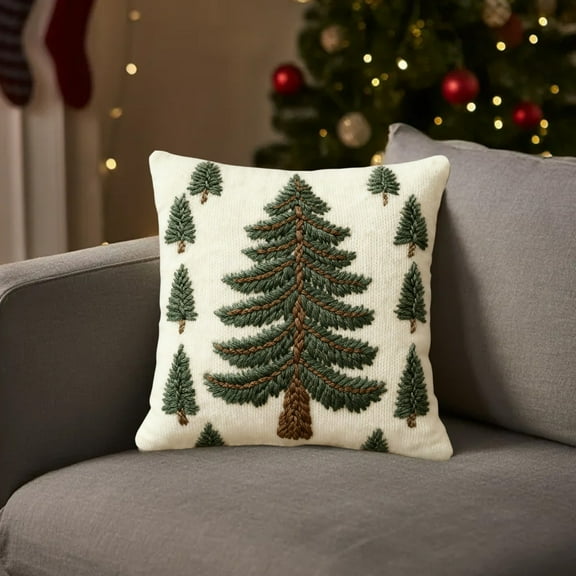 Christmas Tree Throw Pillow Covers 18x18,Throw Pillow Covers Christmas Decoration,Farmhouse Xmas Throw Pillow Cases Gifts,Decorative Pillow Cases with Soft Fabric Hidden Zipper for Home Decor