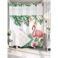 thumbnail image 4 of Pink Flamingo Birds No Hook Shower Curtain Waterproof, Bathroom Curtains with Snap in Liners and See Through Top Window, Summer Tropical Plants Flowers Hotel Style Bathtub Curtains Shower 72"Wx72"L, 4 of 8