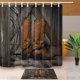 thumbnail image 1 of ABPHQTO Farm Decor Botas de vaquero sobre cortina de ducha de madera 160x180 cm con alfombras de baño 40x60 cm, 1 of 1