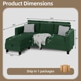thumbnail image 6 of Walsunny 76.4" Convertible Sectional Sofa with Storage Ottoman, L Shaped Sofa Couch with Side Pocket, 3 Seat Sofa Couch for Small Living Room, Apartment, Bedroom, Green, 6 of 12