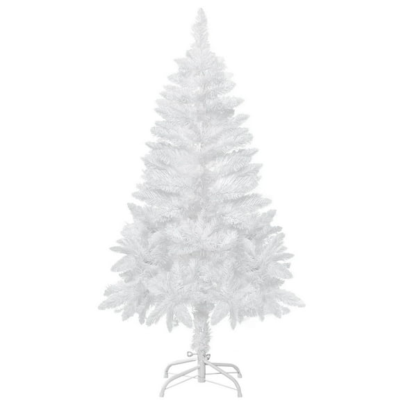 HOMCOM 5FT Artificial Christmas Tree with Pine Realistic Branches, Auto Open, for Indoor Decoration, White