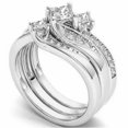 thumbnail image 2 of K-KED 3 Pcs/Set Exquisite 925 Silver Cubic Zirconia Ring Wedding Delicate Jewelry Gifts-11-Silver, 2 of 6