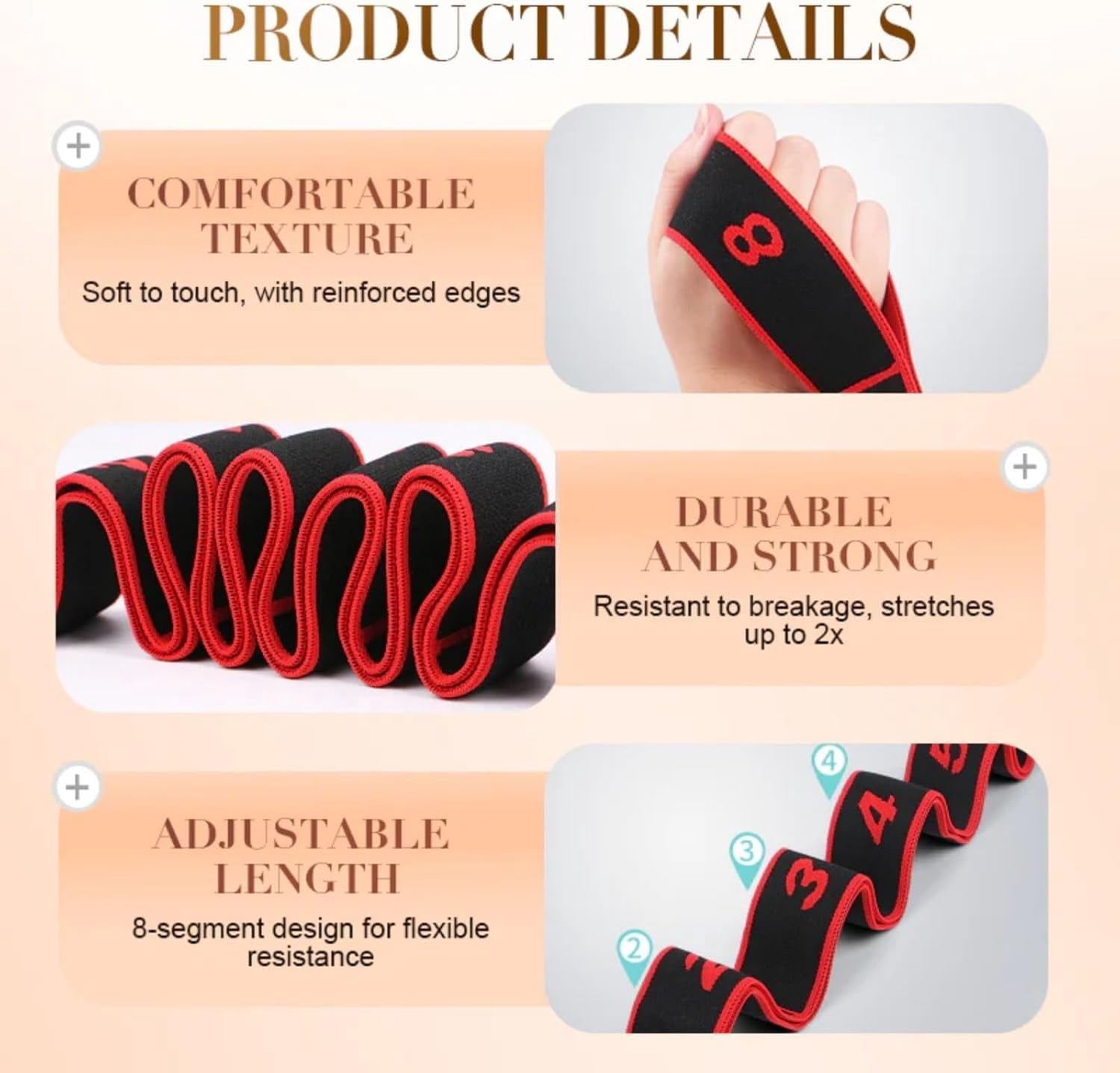 Numbered Resistance Bands Set for Glutes & Yoga – Adjustable Pull Rope, Full Body Workout Bands for Home Gym Arm Leg Training