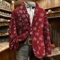 thumbnail image 6 of oelaio Mens Christmas Blazer Big and Tall Corduroy Suit Jacket Xmas Snowflake Print Long Sleeve 2 Button Business Office Jacket Holiday Party Blazers Red S, 6 of 8