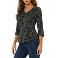 thumbnail image 4 of Allegra K Women's Polka Dots 3/4 Sleeve Casual Button Front Blouse Top, 4 of 6