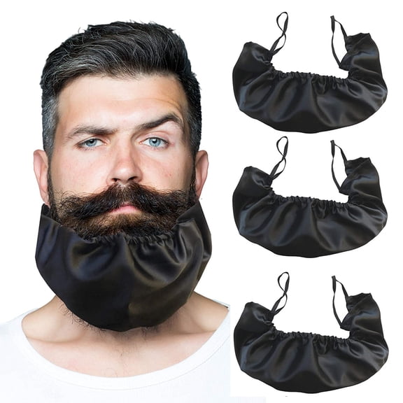 D-GROEE 3Pack Men Anti-stick Rice Beard Bandana Black, Beard Bib Bonnet Facial Apron Caps Beard Guard Cover