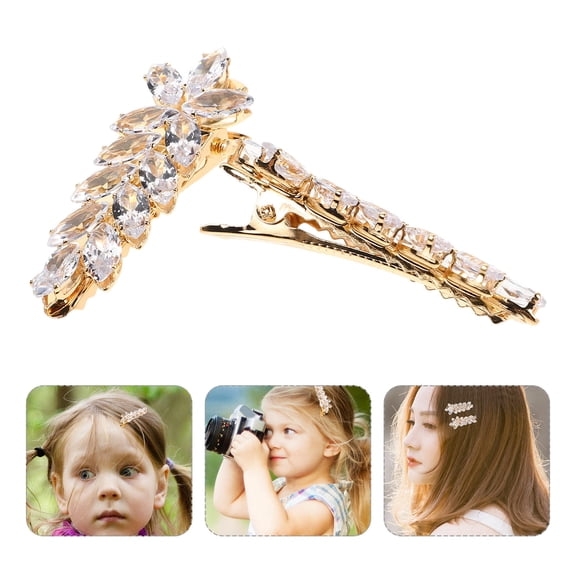 PENIKOKO 2-Pack Mini Alligator Hair Clips with Golden Zirconia, Elegant Design for Secure Hold and Stylish Hairstyles