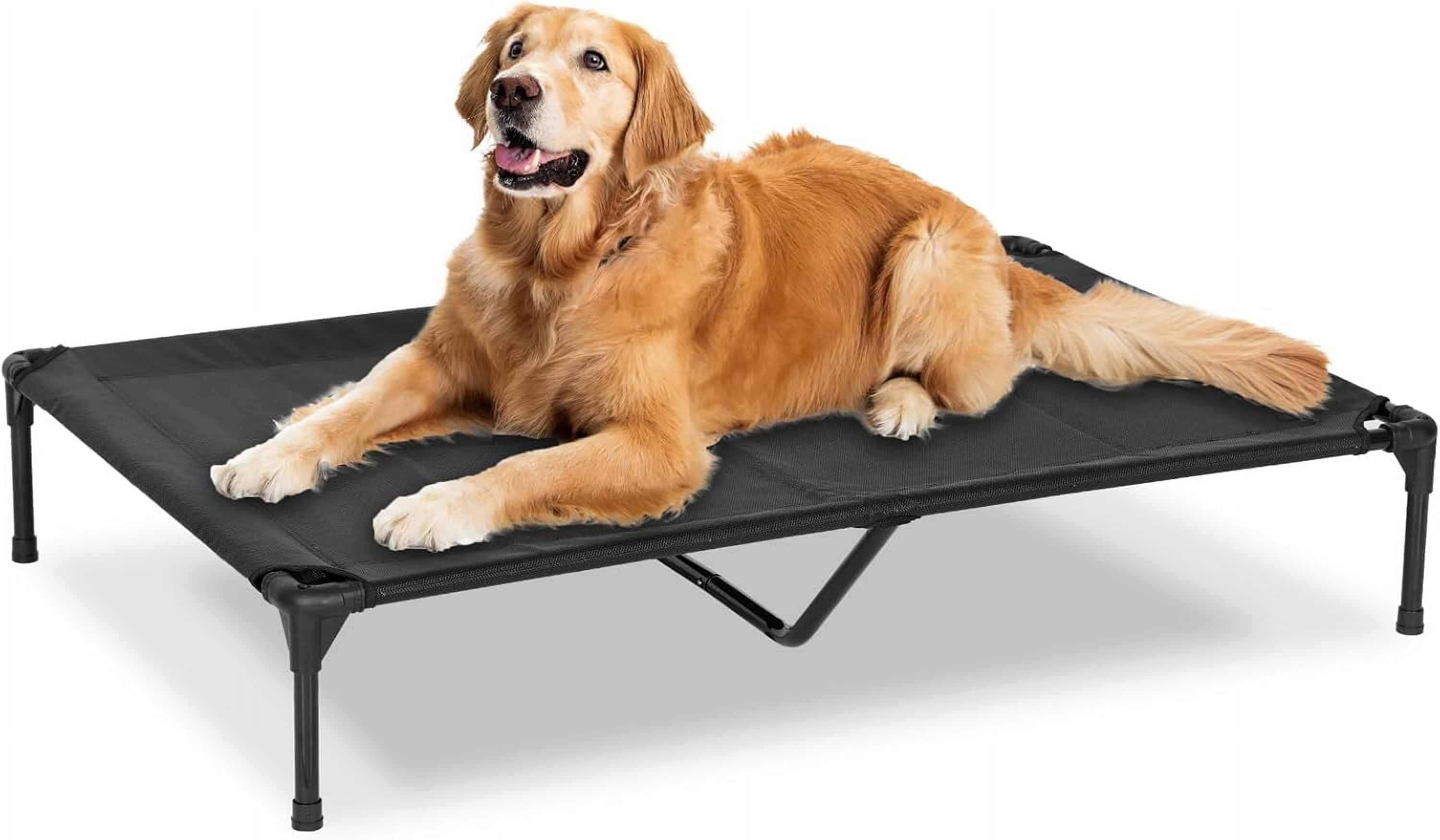 Elevated Dog Bed for Outdoor, XL Raised Dog Cot with Washable Mesh, Cooling Pet Cot Chew Proof for Outside Camping, 49"x33" Grey