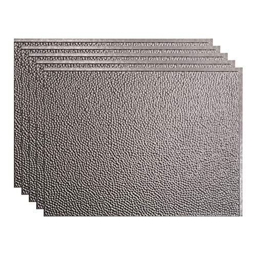 FASÄDE Hammered Decorative Vinyl 18in x 24in Backsplash Panel in Galvanized Steel (5 Pack)