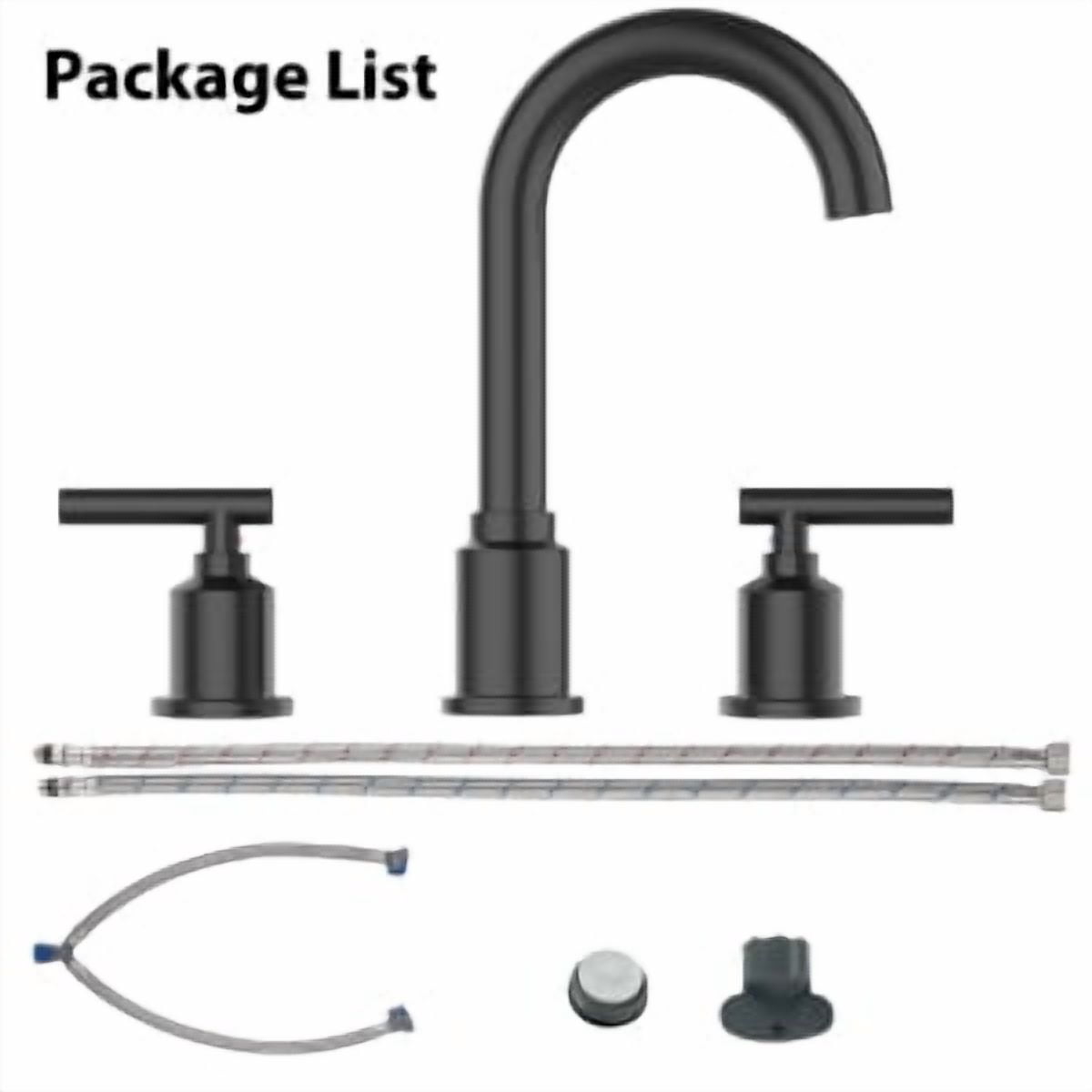 TEQIN Bathroom Faucet,Brushed Nickel Widespread Bathroom Sink Faucet, 8 Inch Bathroom Faucet for Sink,3 Hole with Stainless Steel Drain For RV Restroom Bathroom