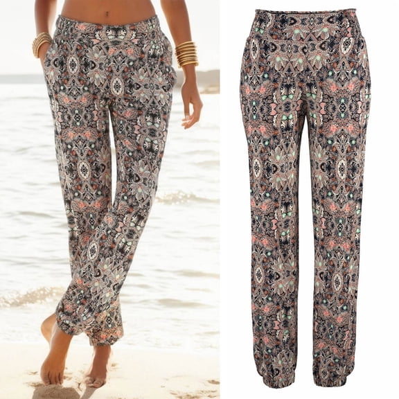 Women's Straight Leg Pants Elastic Waist Loose Casual Straight Leg Trousers with Pockets