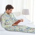 thumbnail image 5 of KLL Honey Bees And Flowers Sleepwear Mens Flannel Pajamas,Long Cotton Pj Set, 5 of 7