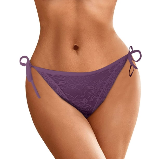 B91xZ String Underwear for Women Printing Basic Bikini Female Panties,One  Size Purple