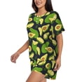 thumbnail image 5 of Lafuoo Fresh Avocado Pattern Women's Round Neck Short Sleeve Pajamas Set, Button Pajamas Elastic Band Pajamas Home Wear-XX-Large, 5 of 9