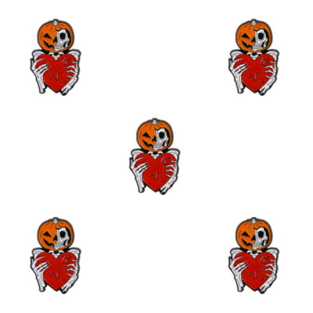 yingyy Wood Terrifying Halloween Series Enamel Pin Unique For Spooky Festivities And Alloy Brooch Is Pumpkin Skeleton 5Set