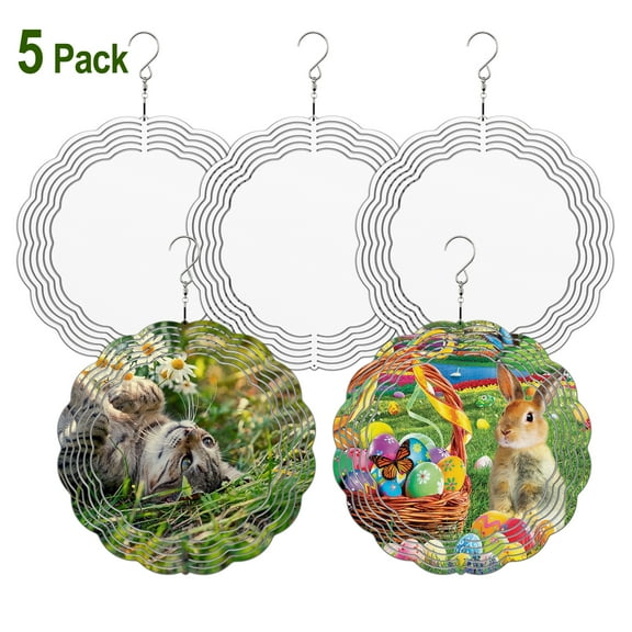 Sublimation Wind Spinner,5 Pack 8 inch 3D Aluminum Metal Hanging Wind Spinners Sublimation Blanks DIY Crafts for Yard Garden Porch Decoration