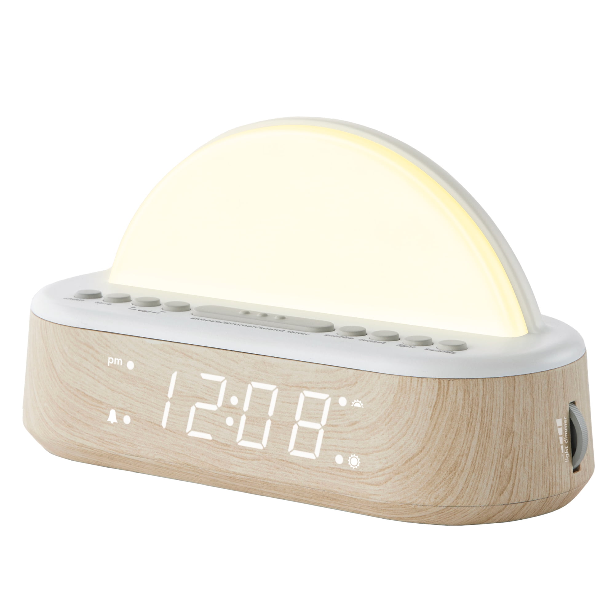 Better Homes & Gardens Sunrise Digital Alarm Clock with Tranquil Sleep Sounds and Multicolor Light