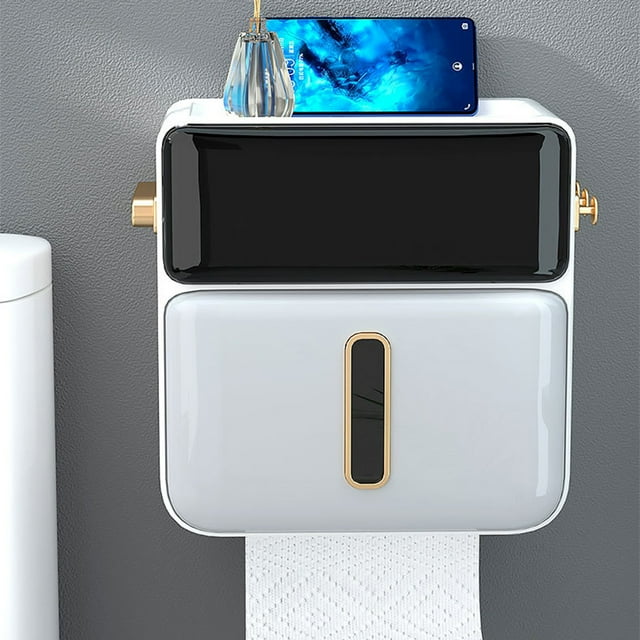 TIMIFIS Toilet Paper Holder Toilet Paper Towel Box Wall Mounted Hole Toilet Household Rolling Paper Toilet Paper Extraction Box Shelf Bathroom Tissue Shelf