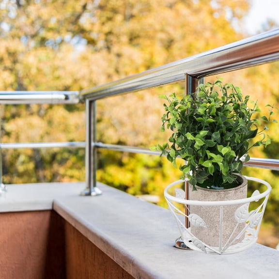 VERDANVERSE White Iron Flower Pot Holder Hanging Rack for Balcony Garden Plant , and Stylish Plant Display