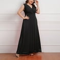 thumbnail image 5 of DDAPJ pyju Womens Plus Size Dresses Wrap V Neck Maxi Formal Dress Elegant Lace Bridesmaid Dresses Prime Sales of The Day Black XXXL, 5 of 7
