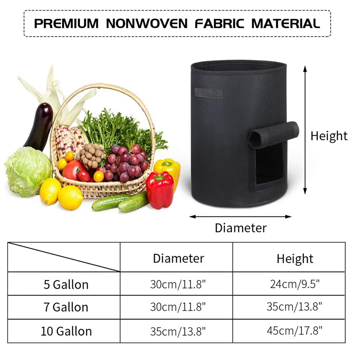  Suntee 4 Pack Potato Grow Bags 10 Gallon with Flap, Plant Grow  Bags Heavy Duty Nonwoven Fabric Planter Bags Garden Vegetable Planting Pots Grow  Bags for Growing Potatoes, Tomato and