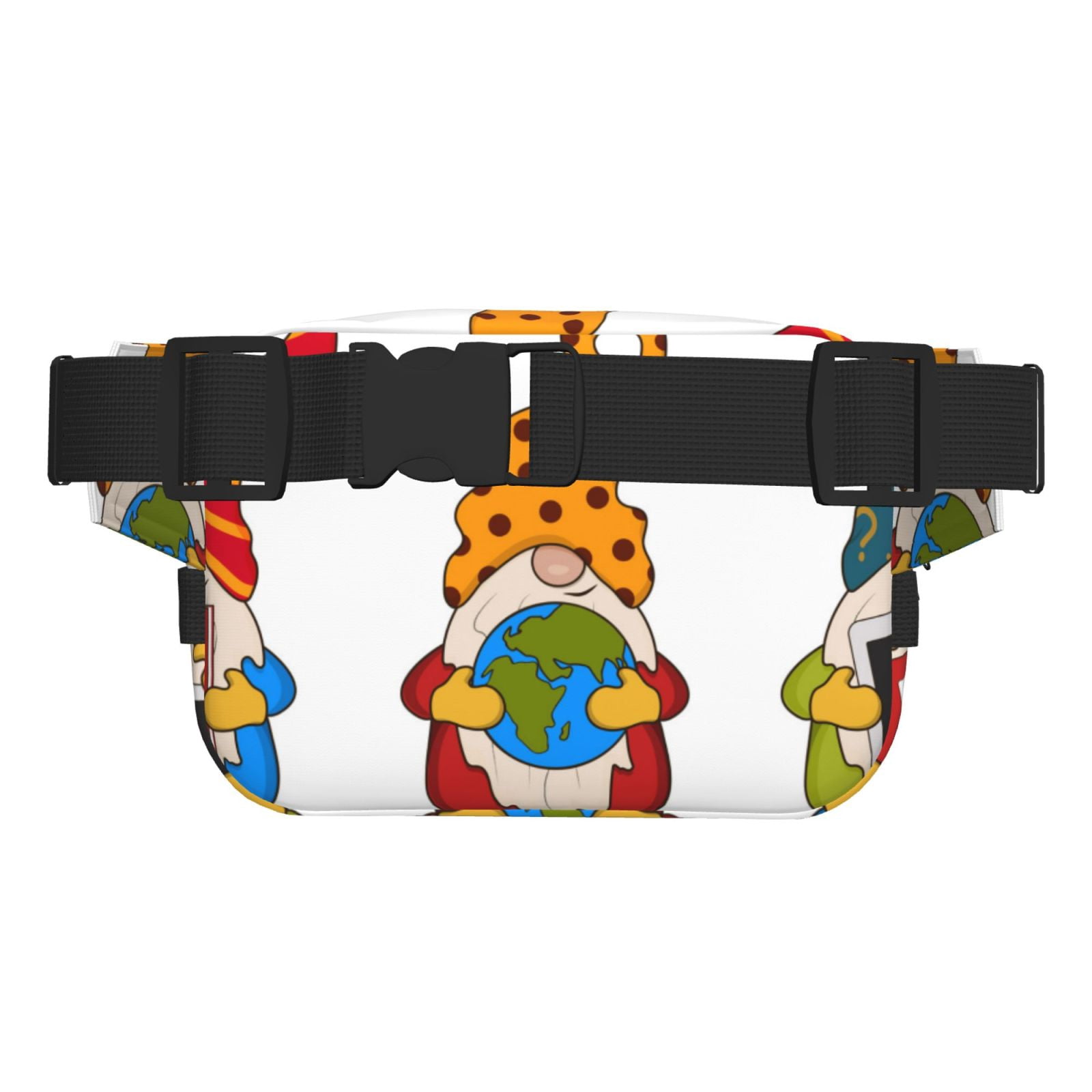 Picia Gnomes Are Holding School Supplies Print Square Double-Layer Waist Bag Mini Adjustable Waist Belt Bag Exercise Running Travel Hiking