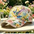 thumbnail image 2 of Basysin Vintage Print Baseball Cap Adjustable Hat Casual Outdoor Travel Sun Hat Fashion Aesthetic Flower Pattern Trucker Hat for Men & Women, 2 of 5