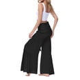 thumbnail image 4 of VISgogo Pantalones de Pierna Ancha para Mujer, Casual Sueltos Color Sólido Fruncido Cintura Vendaje Cintura Elástica Pantalones Femeninos VISgogo moda, 4 of 5