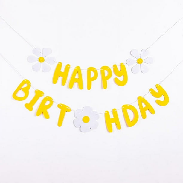 Set, Small Daisy Happy Birthday Pull Flag Baby Party Supplies Decoration Photo Props Scene Arrangement, Birthday Party Decor Supplies