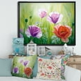 thumbnail image 2 of Blossoming Red and Purple Poppies In The Morning II 40 in x 30 in Framed Painting Canvas Art Print, by Designart, 2 of 5
