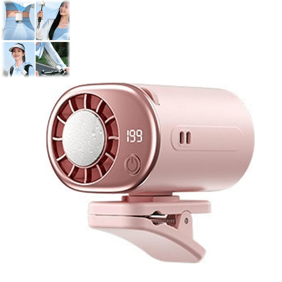 Portable Air Conditioner Fan with LED Display, 3Speeds Semi-Conductor Cooling Clip Fan, 360° Rotation USB Rechargeable Mini Fan for Car Seat Desk Stroller(wwx)