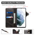 thumbnail image 2 of Galaxy S22 Plus Case,Luxury Leather Retro Magnetic Card Holder Wallet Case Shockproof Rubber Hybrid Kickstand Cover with Strap for Samsung Galaxy S22+ 5G,Black, 2 of 5