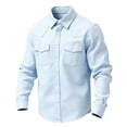 thumbnail image 2 of Ceisia Men's Loose Fit Vintage Fine Stripe Print Long Sleeve Cotton Shirt Sky Blue XXXXL Gifts, 2 of 3