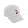 thumbnail image 2 of Daxton Low Profile Adjustable Baseball Dad Hat Cap Old English Font Alphabet A to Z, White Hat Red A, 2 of 3
