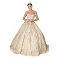 thumbnail image 5 of Women's Elizabeth K Off Shoulder Glitter Ball Gown Gl2831 Champagne Goldish Beige Size XS, 5 of 5
