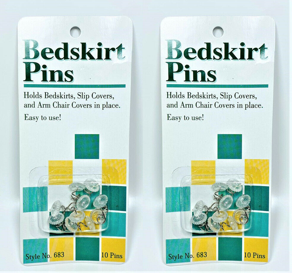 LOT OF 2 Bedskirt Pins, Push Pins Holds Bedskirt Firmly in Place, 20