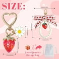 thumbnail image 2 of 2Pcs Strawberry Keychain Charm Cute Bag Charms Flower Daisy Pearl Bow Keychain Strawberry gift for Women, 2 of 6