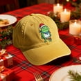 thumbnail image 4 of Christmas Hats for Men Women, Adjustable Embroidered Christmas Baseball Cap, Frog with Santa Hat Pattern (Yellow), 4 of 8