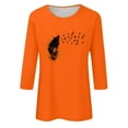 thumbnail image 4 of Wanfds Orange Ladies Tops 2025 Spring Fashion Round Neck Three-Quarter Sleeve Top XL, 4 of 5