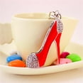 thumbnail image 3 of Llavero de moda Bling Bling con forma de zapato de tacón alto y decoración de Diamantes de imitación rojo, 3 of 3